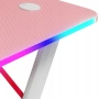 Розово геймърско бюро 140x60x75 см, RGB LED осветление, карбонов плот, стойка за слушалки и напитки, снимка 3