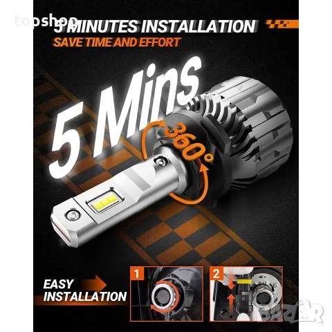 ЧИСТО НОВИ Запечатани LED Крушки SEALIGHT S6 (9005 / HB3) - 70W 18000LM 6500K  , снимка 3 - Аксесоари и консумативи - 55592086