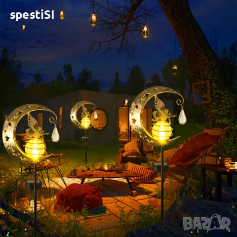 Соларна лампа за градина Фея на луна със стъклена сфера - КОД 4980, снимка 5 - Градински мебели, декорация  - 53954692