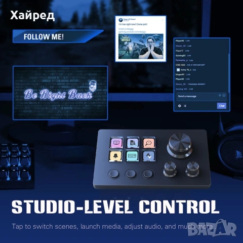 Basicolor N3 Macro Pad за компютър с тройни въртящи се копчета и 6 LCD бутона, USB-C, черен, снимка 4 - Клавиатури и мишки - 54840240
