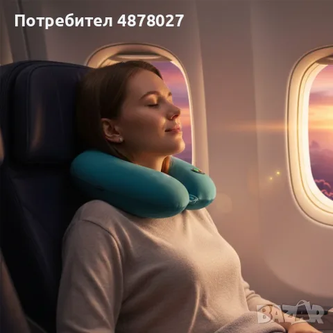 Масажна въглавница от мек дишащ материал /  Размер: 30 х 30 х 10 см/ Захранване: Батерии 1.5V, AA х 