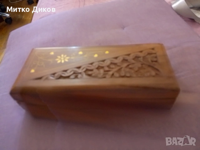 Индия нова дървена кутия с мет.орнаменти 200х87х48 мм ръчна изработка , снимка 2 - Декорация за дома - 54884937