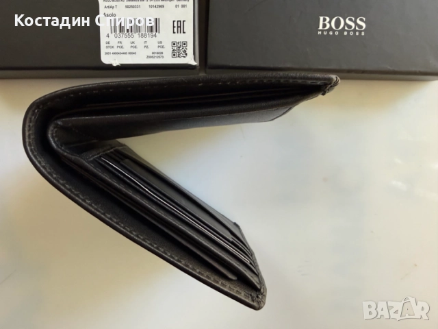 Черен мъжки кожен портфейл BOSS Asolo, снимка 9 - Портфейли, портмонета - 55230526