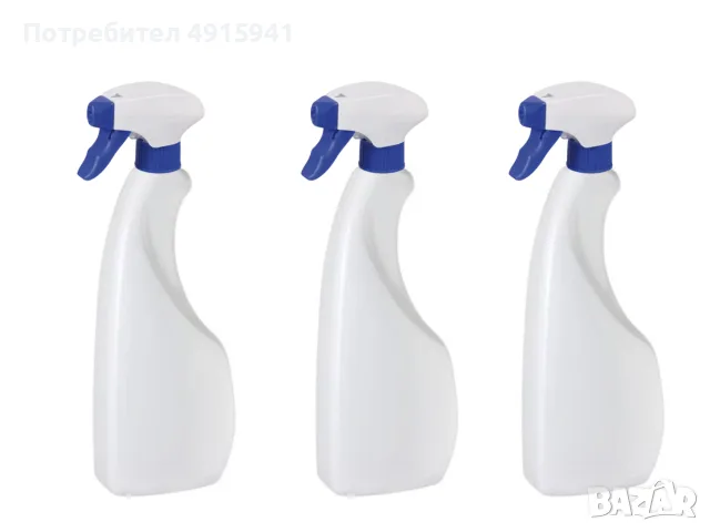 3 бр. професионални HDPE бутилки 750 мл с Premium Foam тригер 28/410