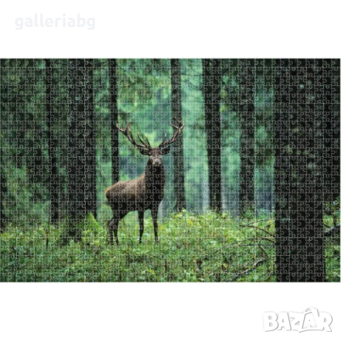 Пъзел Елен в Гората Luna 1000 Части – Deer in the Forest 73x48 см, снимка 2 - Игри и пъзели - 55036854