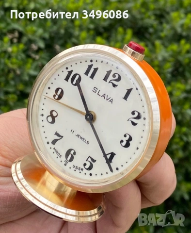 Стар съветски механичен будилник СЛАВА 11 камъка, снимка 16 - Колекции - 54058934