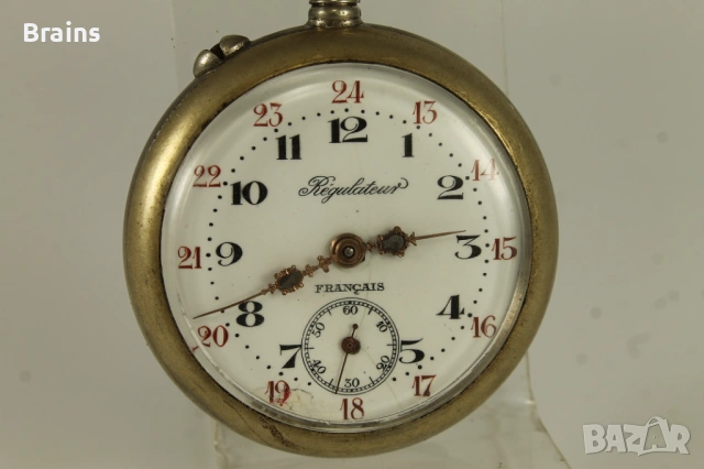 1900's REGULATEUR Френски Джобен Цилиндър Декориран , снимка 4 - Антикварни и старинни предмети - 54853442