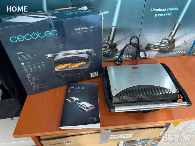 Грил Cecotec Rock’nGrill, 1000W, Тава за мазнина, Сребрист, снимка 3 - Тостери - 54689876