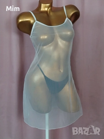 Female M Бяла ефирна нощница и черна прашка, снимка 3 - Бельо - 54673593