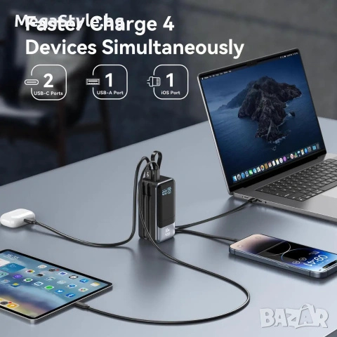 Бързо зареждаща се външна батерия 18400mAh 65W, преносимо зарядно за лаптоп, снимка 4 - Външни батерии - 55187496