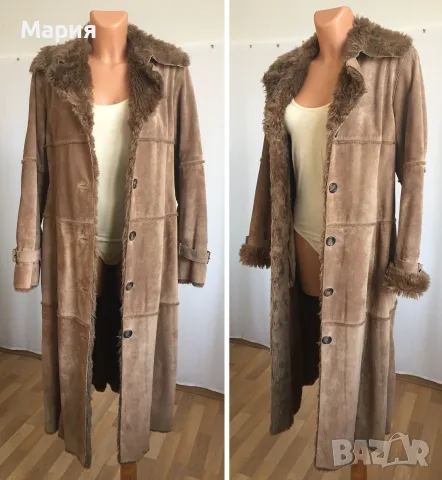 С / М H&M Дамско Палто Естествена Кожа Велур