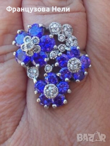 Сребърен /925 /пръстен с Танзанити , снимка 3 - Пръстени - 54347988