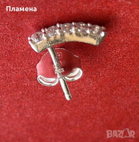 Нежни обеци дъги с цирконии проба 925, снимка 2 - Обеци - 54361636
