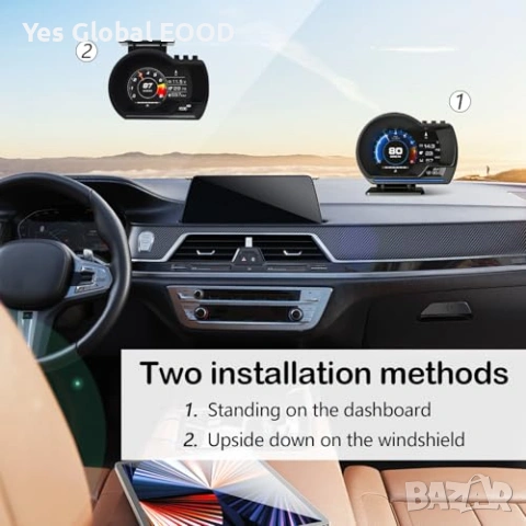 OBD2 + GPS дигитален HUD скоростомер за кола, снимка 2 - Друга електроника - 54643589