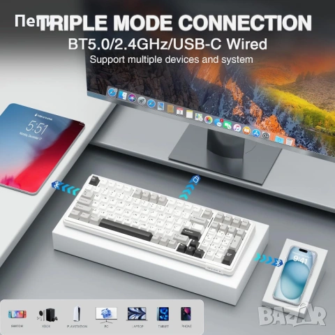 AULA F99 Wireless Mechanical Keyboard, снимка 3 - Клавиатури и мишки - 54488702