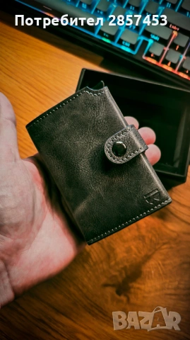 BEWMER RFID card case slim wallet / money clip / black / нов, снимка 7 - Портфейли, портмонета - 54861351