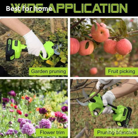 Електрически ножици за клони YOUGFIN 40 мм (1,6 инча), Безжични ножици за клони, тежки, снимка 4 - Други инструменти - 54127183