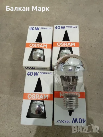 Ретро / Винтидж декоративни крушки OSRAM Dekolux 40W E27 – Огледален купол (Лот 4 бр.)