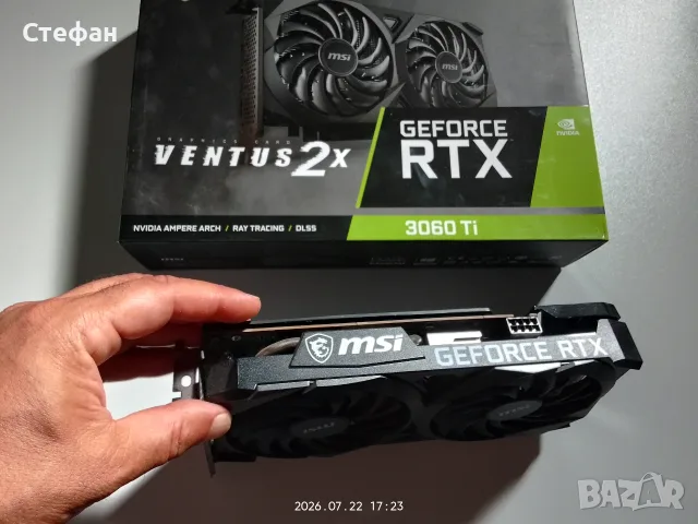 MSI Ventus 2x 3060 TI , 8 пинова букса, снимка 2 - Видеокарти - 55380387
