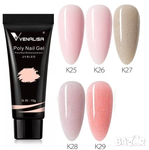 Venalisa PolyGel 15ml полигел термо , брокат , конфети , холограм, снимка 3 - Продукти за маникюр - 33986430