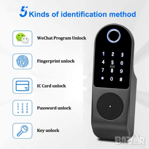 FTSTech Електронна интелигентна ключалка Биометрична ключалка за врата с пръстов отпечатък , снимка 2 - Други стоки за дома - 54885560
