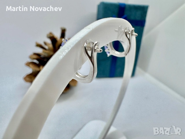 Сребърни обеци с Танзанит, снимка 6 - Обеци - 54118174