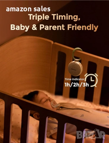 Преносима звукова машина Momcozy с нощна светлина, машина за бял шум за бебета, 20 успокояващи звука, снимка 6 - Бебефони - 54088623