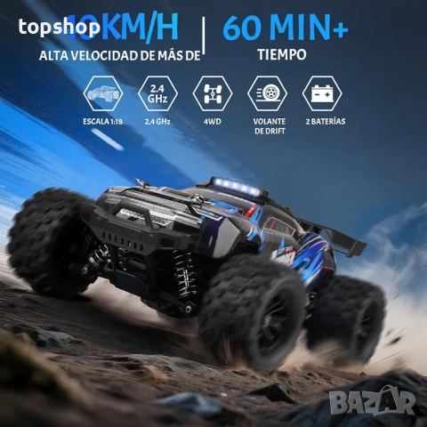 Чисто нова бърза количка с дистанционно Heliway RC 40 км/ч – 4WD, Мащаб 1:18, безчетков мотор ..., снимка 3 - Коли, камиони, мотори, писти - 54911410