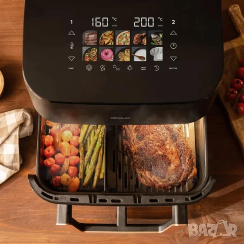 Фритюрник с горещ въздух Cecotec Cecofry&Grill Smokin' 10000, 10L, 2200W, 40-200°C, грил, снимка 4 - Фритюрници - 55193382