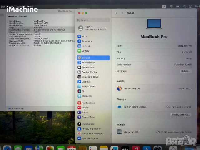 MacBook Pro 13" M1 Chip 8-CPU, 8-GPU, 16RAM, 512GB SSD, снимка 6 - Лаптопи за работа - 53973213