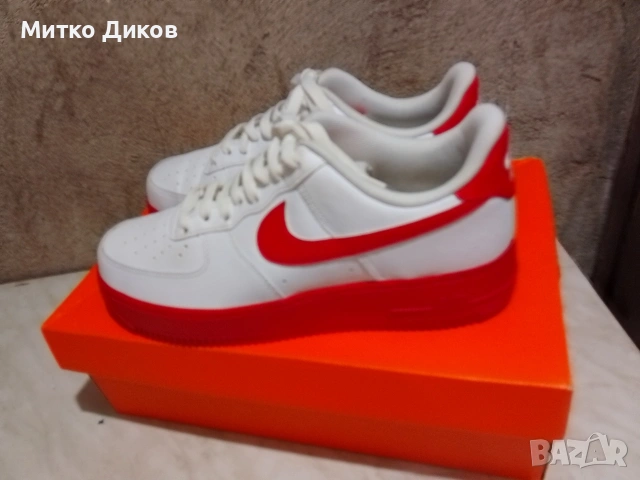 NIKE AIR FORCE 1 LOW '07 WHITE RED MIDSOLE нови естествена кожа #43 Uk 8.5 US-9.5 стелка 275 мм