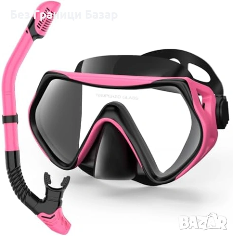 Нов Комплект за шнорхелинг с маска и сух шнорхел 180° панорама за море