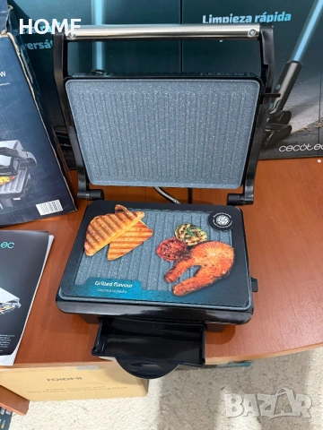 Грил Cecotec Rock’nGrill, 1000W, Тава за мазнина, Сребрист, снимка 2 - Тостери - 54689876