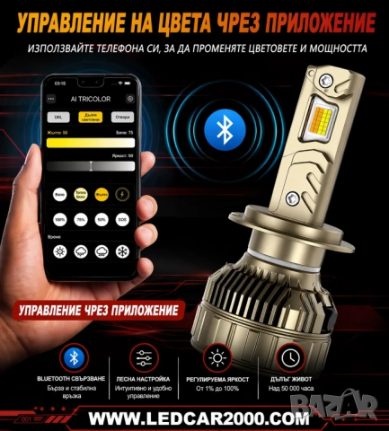 LC2000 SmartLED H4 H7– Пълен контрол от телефона, снимка 3 - Аксесоари и консумативи - 54292674