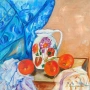 Натюрморт " Бяла кана и портокали", снимка 1