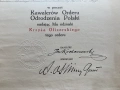 Грамота "Орден на Възраждане на Полша" 1934 г Димитър Павлов, снимка 5