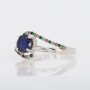 Сребърен пръстен със Сапфир Royal Blue, Рубини и Цаворити със сертификат , снимка 2