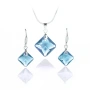 Комплект бижута Aquamarine със сини кристали – колие и обеци Square, снимка 1