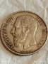 Сребърна монета 5 франка 1869г. Белгия крал Леополд втори 40523, снимка 4