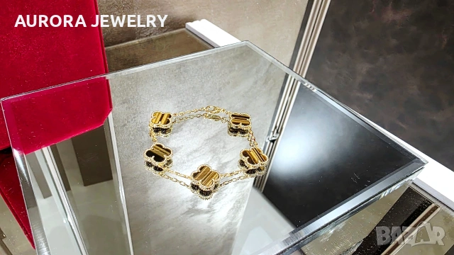 Van Cleef & Arpels VCA 5 Motifs Gold Tiger Eye Vintage Alhambra Дамска Гривна, снимка 2 - Гривни - 54224743