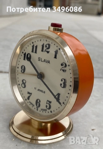 Стар съветски механичен будилник СЛАВА 11 камъка, снимка 4 - Колекции - 54058934