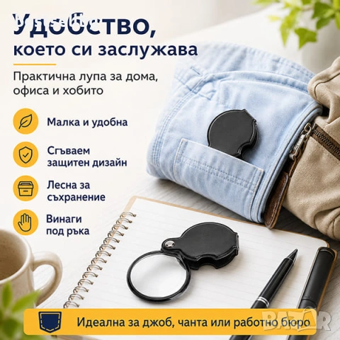 Мини джобна сгъваема ръчна лупа за четене работа монети увеличение, снимка 5 - Други инструменти - 29262868