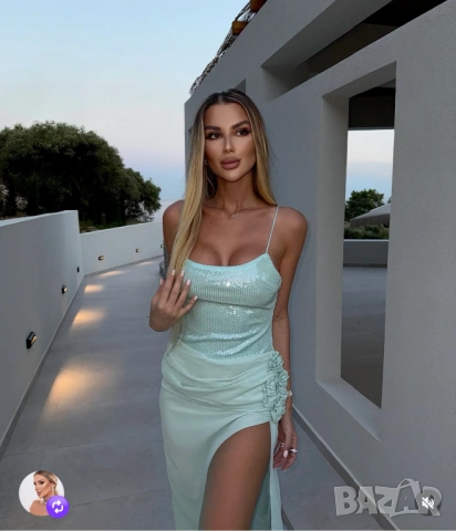 Дамска рокля FashionNova цвят мента, снимка 2 - Рокли - 53028959