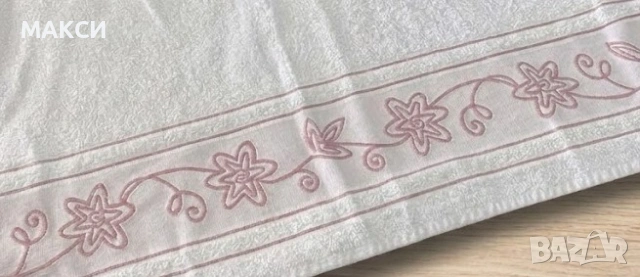 Хавлия/Хавлиена кърпа в бяло с красива бродерия- 100% памук, снимка 2 - Хавлиени кърпи - 54732203
