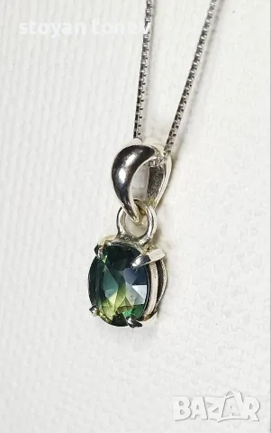 Ръчно колие с естествен австралийски двуцветен Сапфир 1.22ct VVS с верижка и Сертификат, снимка 4 - Колиета, медальони, синджири - 55229054