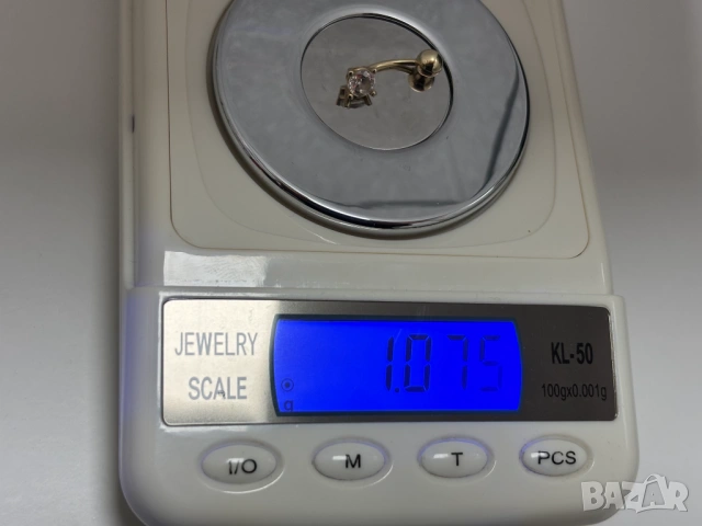 Златна обеца за пъп- 1,07 грама, 14К (проба 585), снимка 8 - Обеци - 54055063