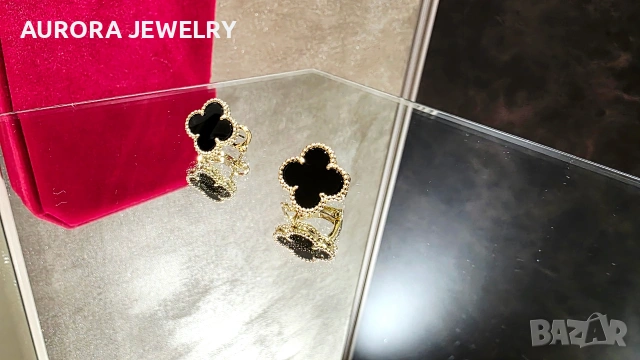 Van Cleef & Arpels VCA Gold Black Onyx Vintage Alhambra Clips Дамски Обеци, снимка 3 - Обеци - 54500489