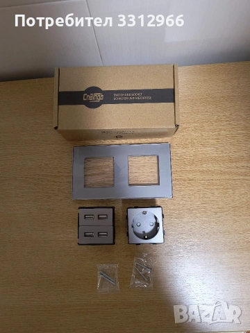 CNBINGO Стъклен вграден единичен Schuko контакт с 4 USB порта 2.4A