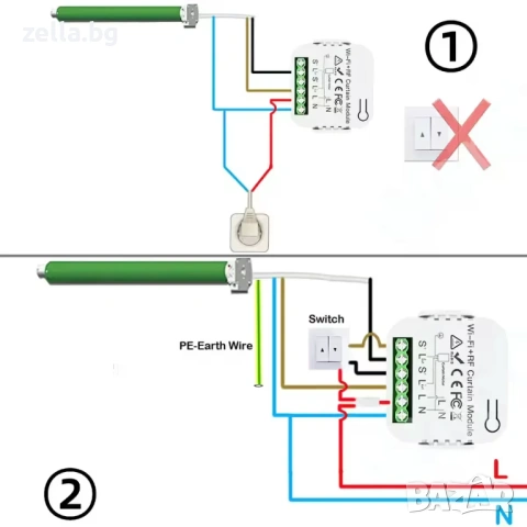 WiFi Tuya 16A Смарт контролер за ролетни щори, завеси и тенти с RF дистанционно 10323, снимка 5 - Друга електроника - 54663578