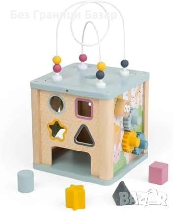 Нов Монтесори дървен куб за игра с зъбни колела сортер форми и лабиринт за 12м+ играчка